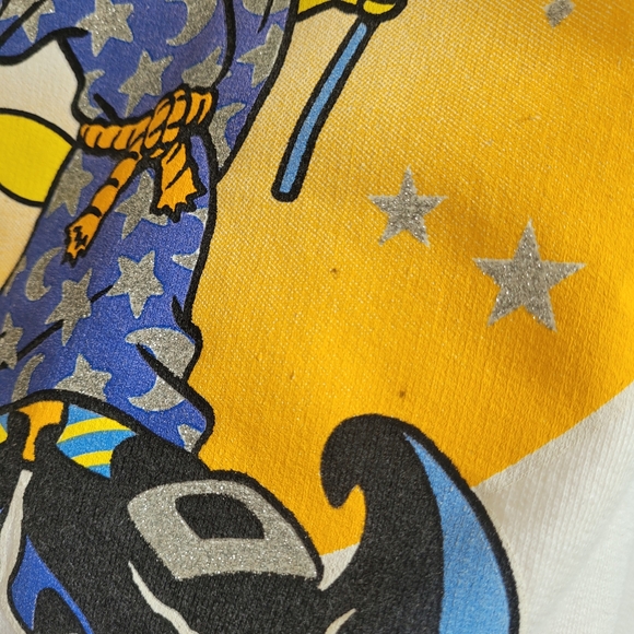 Vintage 90s Happy Halloween Tweety Crewneck Sweatshirt 2X 20w Witch White '95 - Picture 6 of 7